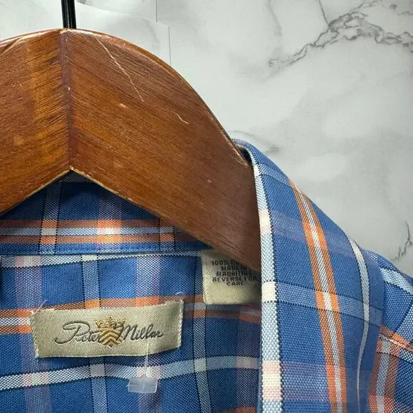 Peter Millar Men’s Shirt sz L Checkered Long Sleeve Cotton #G938 - Picture 7 of 11